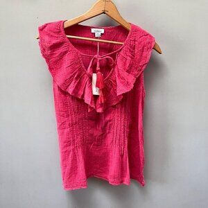NEW Sundance Viscose Blend Ruffled‎ Collar Tank Blouse- Size Small